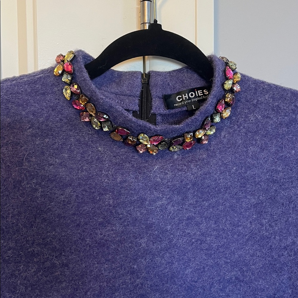 Choies Violet Knit Top with Embellished Collar L